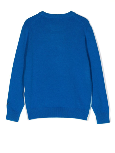 Shop Mc2 Saint Barth Intarsia-knit Crew Neck Jumper In Blue