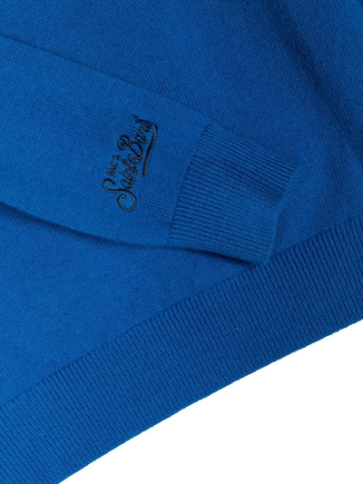 Shop Mc2 Saint Barth Intarsia-knit Crew Neck Jumper In Blue