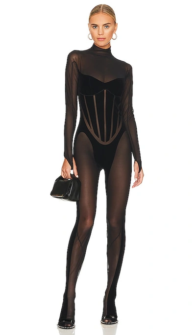 Shop Wolford X Mugler Flock Shaping Catsuit In Black