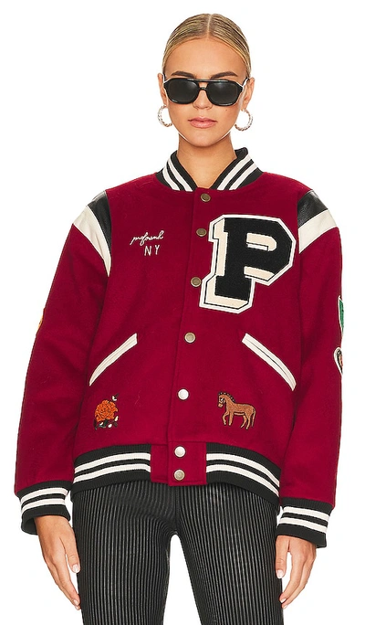 Profound Letterman Varsity Jacket In Red
