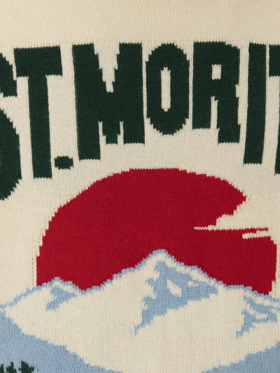 Shop Mc2 Saint Barth Mori Alpes Jumper With Vintage Postcard Print In White