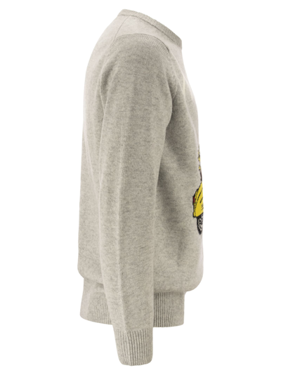 Shop Mc2 Saint Barth Snoopy Enduro Wool And Cashmere Blend Jumper In Melange Grey