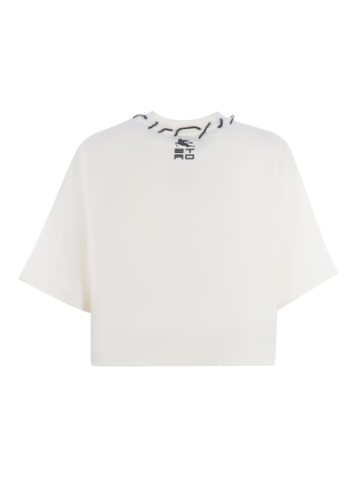 Shop Etro T-shirt  Cropped Tamara In Cotton In Crema