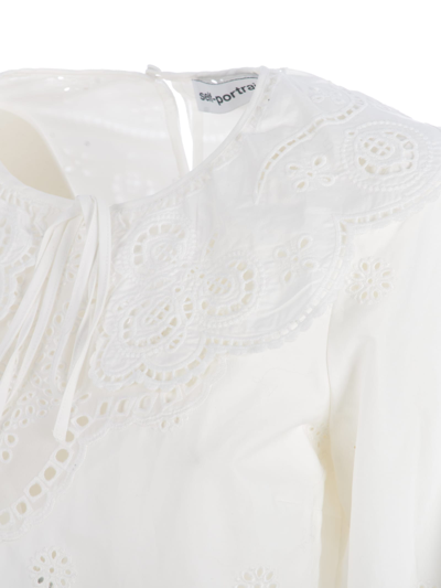 Shop Self-portrait Shirt  In Cotton In Bianco