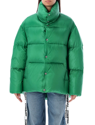 Shop Khrisjoy Oversize Bomber Jacket In Emerald Green