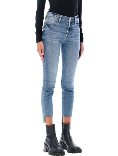 Shop Frame Le High Skinny Raw Edges Jeans In West Way Blue