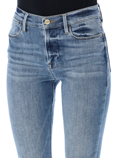 Shop Frame Le High Skinny Raw Edges Jeans In West Way Blue