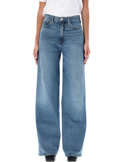 Shop Frame High N Tight Wide Leg Jeans In Lomina Blue
