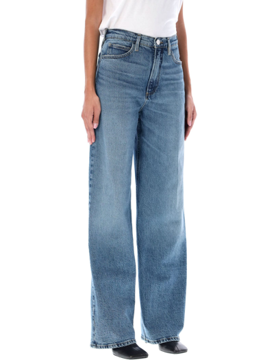 Shop Frame High N Tight Wide Leg Jeans In Lomina Blue