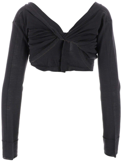 Shop Jacquemus V-neck Butttoned Cropped Cardigan In 990 Black