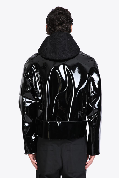 Shop Alyx Pvc Scout Jacket Black Patent Jacket With Shearling Hood - Pvc Scout Jacket In Nero
