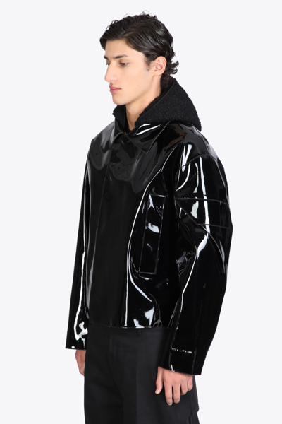 Shop Alyx Pvc Scout Jacket Black Patent Jacket With Shearling Hood - Pvc Scout Jacket In Nero