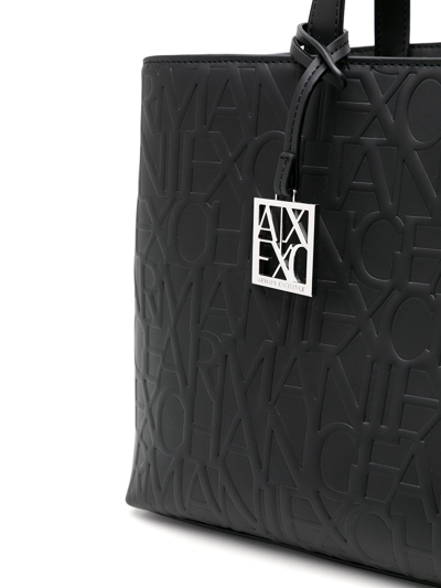 Armani Exchange Logo-debossed Grained-texture Tote Bag In Black