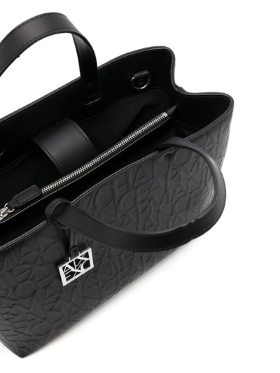 Armani Exchange Logo-debossed Grained-texture Tote Bag In Black