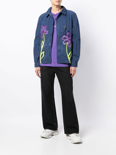 Shop Stain Shade Graphic-print Button-up Jacket In Blau