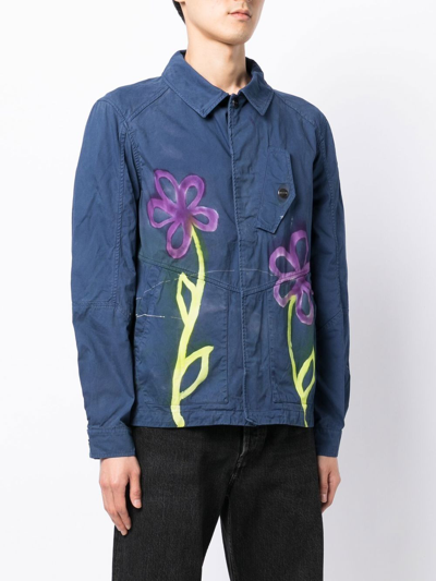 Stain Shade Graphic-print Button-up Jacket In Blau