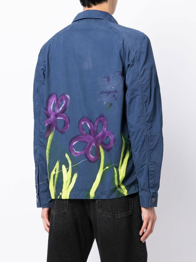 Shop Stain Shade Graphic-print Button-up Jacket In Blau