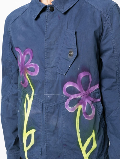 Shop Stain Shade Graphic-print Button-up Jacket In Blau