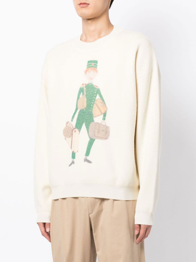 Shop Late Checkout Graphic-print Crew-neck Jumper In Nude