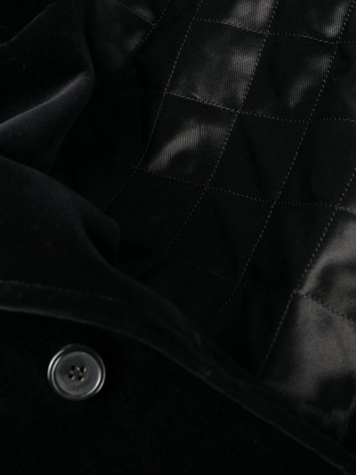 Shop Saint Laurent Ysl-embroidered Notched Lapels Peacoat In Black