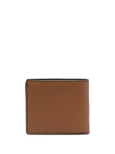 Shop Michael Kors Grained-leather Bi-fold Wallet In Braun