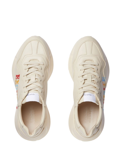 Shop Gucci Graphic-print Low-top Sneakers In Neutrals