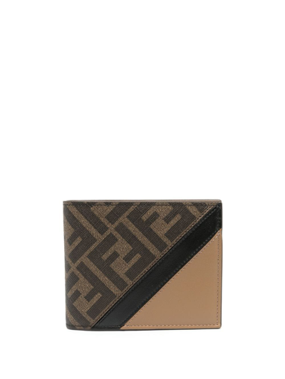 Shop Fendi Logo-print Bifold Wallet In Braun