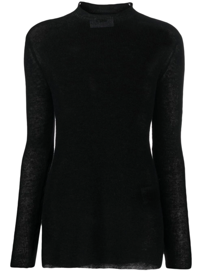 Shop Rus Fine-knit Long-sleeve Top In Schwarz