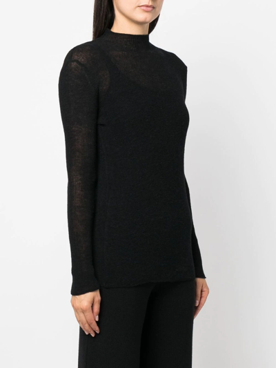 Shop Rus Fine-knit Long-sleeve Top In Schwarz