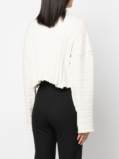 Rus Cropped Long-sleeve Knit Polo In Nude