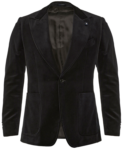 Shop Lardini Black Velvet Jacket