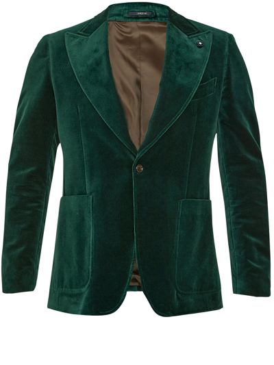 Shop Lardini Green Velvet Jacket