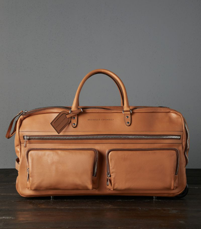 Shop Brunello Cucinelli Leather Holdall In Brown