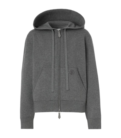 Shop Burberry Cashmere-cotton Zip-up Hoodie In Grey