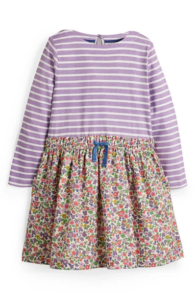 Shop Mini Boden Kids' Hotchpotch Cotton Dress In Ivory/ Aster Purple Floral