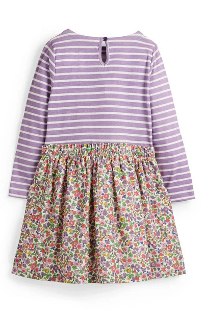 Shop Mini Boden Kids' Hotchpotch Cotton Dress In Ivory/ Aster Purple Floral