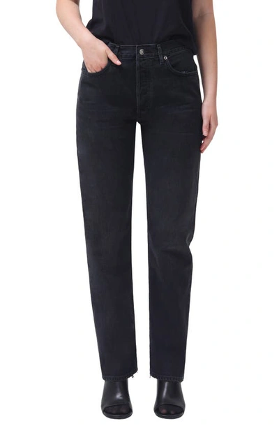 Shop Agolde Lana High Waist Ankle Straight Leg Organic Cotton Jeans In Conduct