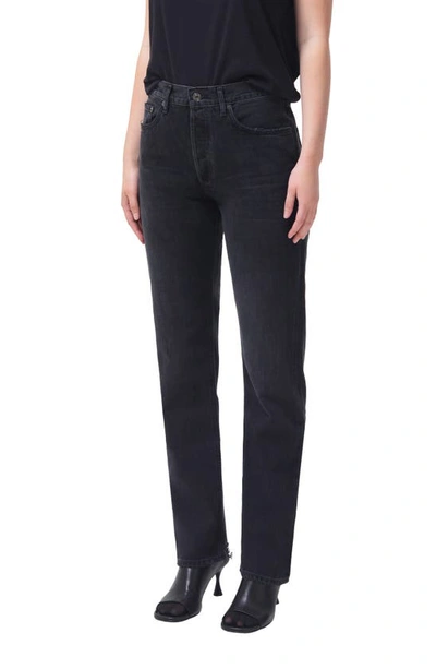 Shop Agolde Lana High Waist Ankle Straight Leg Organic Cotton Jeans In Conduct