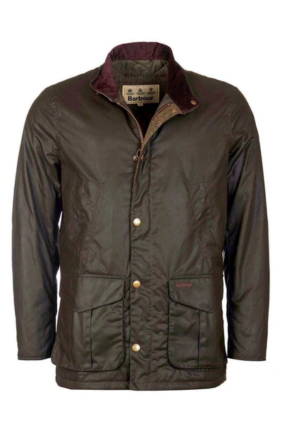 Barbour Hereford Waxed Cotton Jacket In Olive