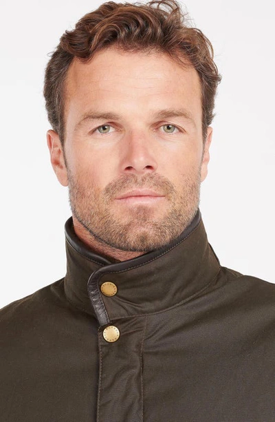 Barbour Hereford Waxed Cotton Jacket In Olive