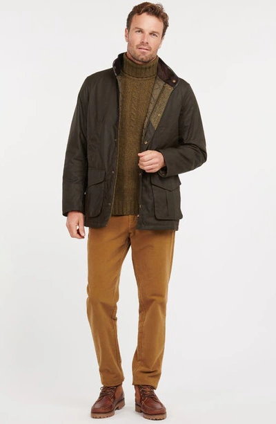 Barbour Hereford Waxed Cotton Jacket In Olive
