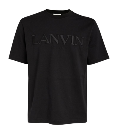 Shop Lanvin Embroidered Logo T-shirt In Black