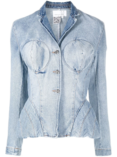 Shop Natasha Zinko Sculpted Denim Jacket In Blue