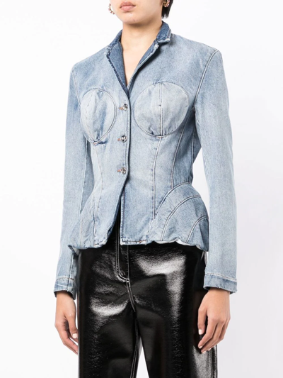 Shop Natasha Zinko Sculpted Denim Jacket In Blue