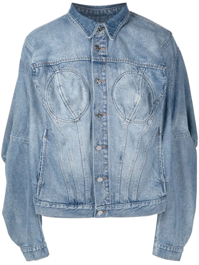 Shop Natasha Zinko Washed Denim Jacket In Blue