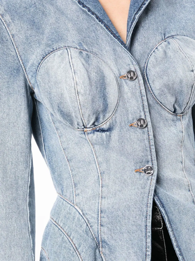 Shop Natasha Zinko Sculpted Denim Jacket In Blue