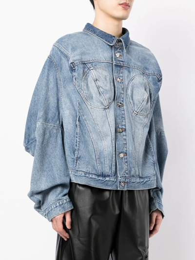 Shop Natasha Zinko Washed Denim Jacket In Blue