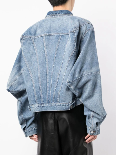 Shop Natasha Zinko Washed Denim Jacket In Blue