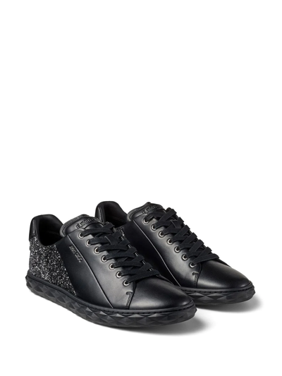 Jimmy Choo Diamond Light Glitter-embellished Sneakers In Black | ModeSens