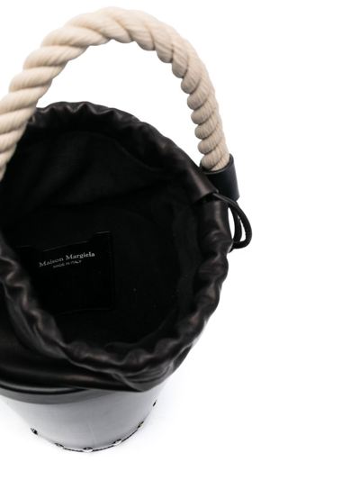 Shop Maison Margiela Small Fire Leather Bucket Bag In Black